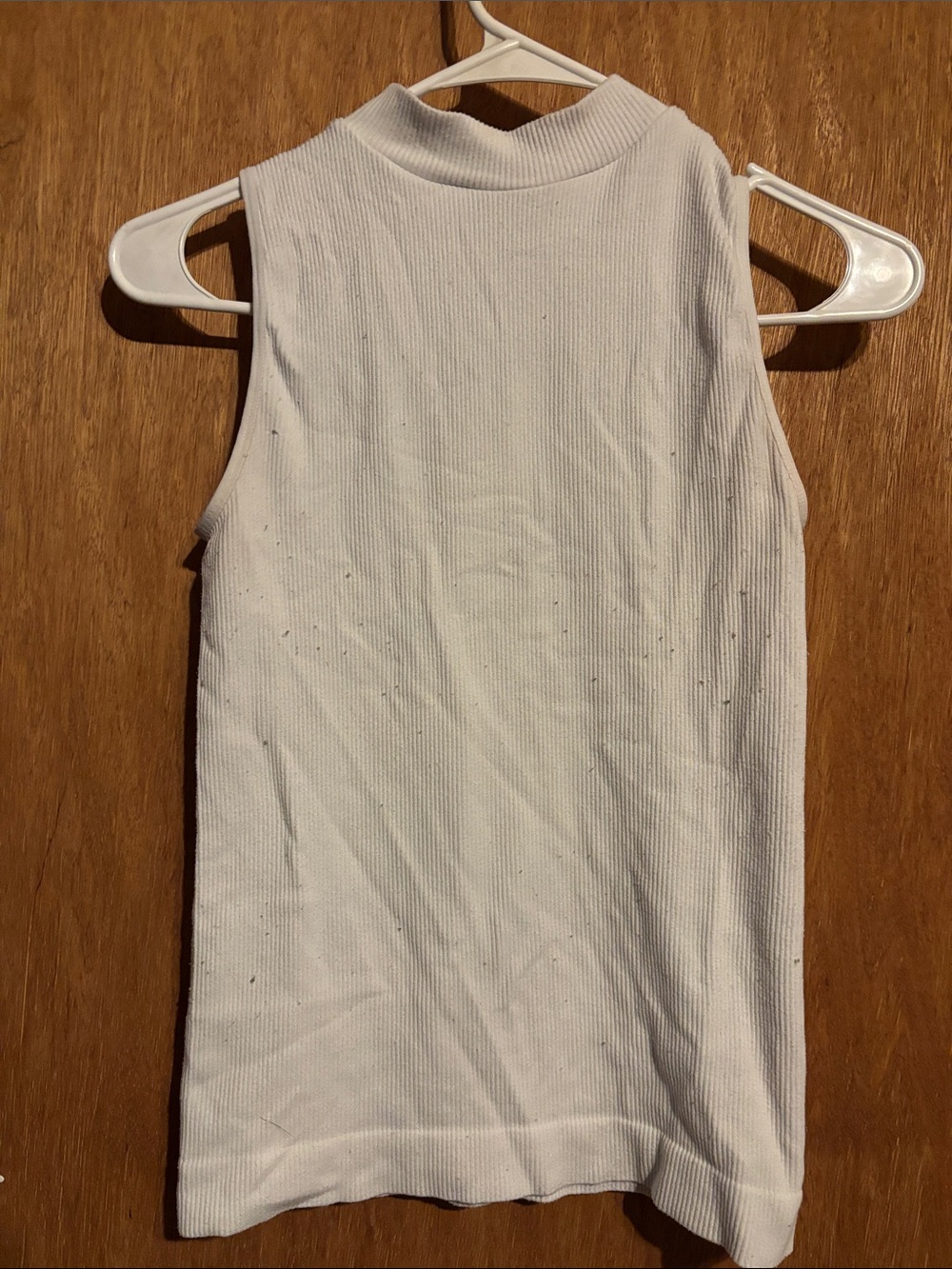 Women’s Ribbed Sleeveless Mock Neck Tank Top - White